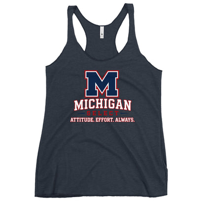 Performance | Thin Racerback Tank Top | Michigan Select Baseball | Crest Logo