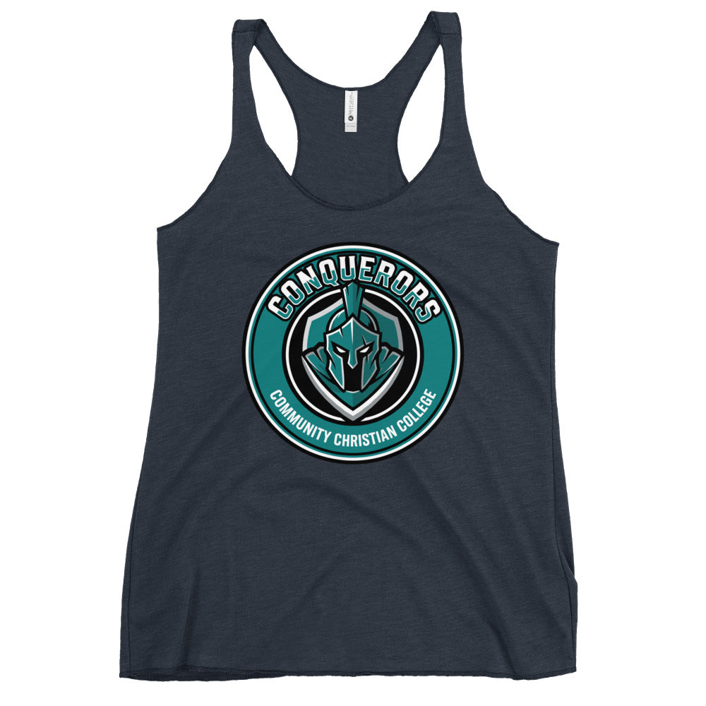 Performance | Thin Racerback Tank Top | Community Christian College | Badge Logo