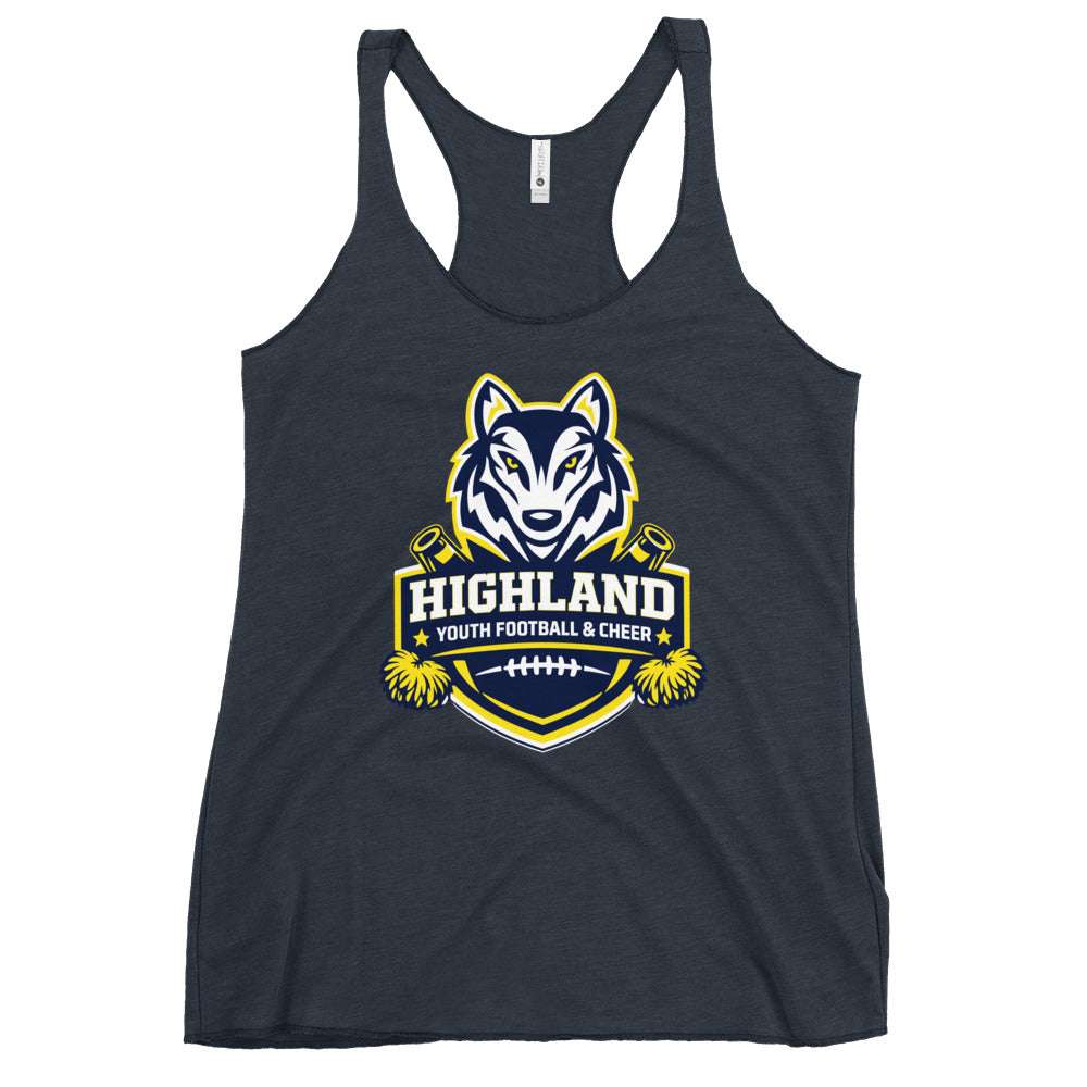 Performance | Thin Racerback Tank Top | Highland youth football and cheer | Emblem Logo