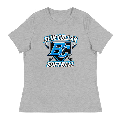 Performance | Women's Relaxed T Shirt | Blue Collar Softball 2034 | Shield Logo