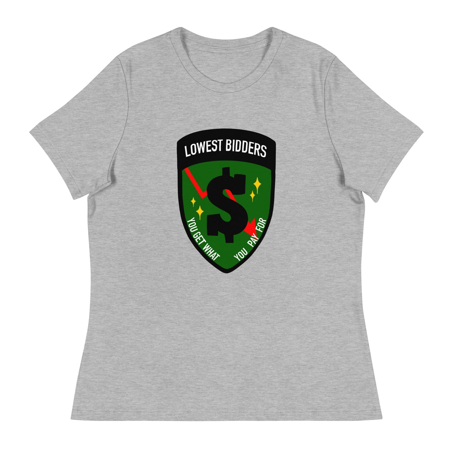 Performance | Women's Relaxed T Shirt | The Lowest Bidders | Emblem Logo