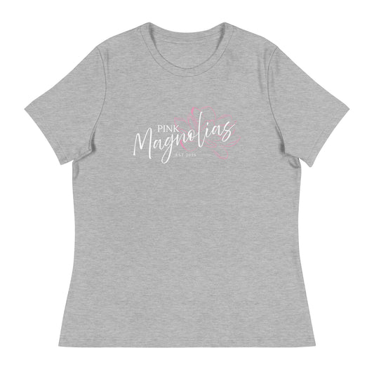 Performance | Women's Relaxed T Shirt | Pink Magnolias Dance | Modern Script Logo