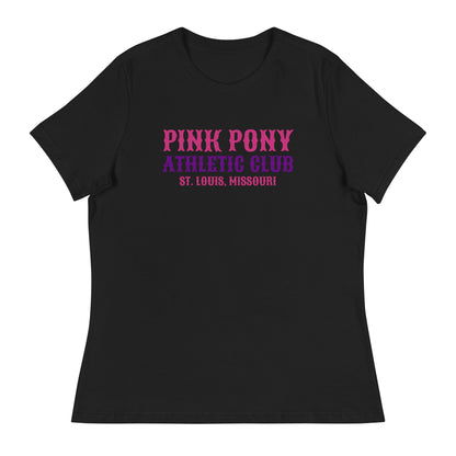 Performance | Women's Relaxed T Shirt | Pink Pony Athletic Club | Athletic Wordmark Logo