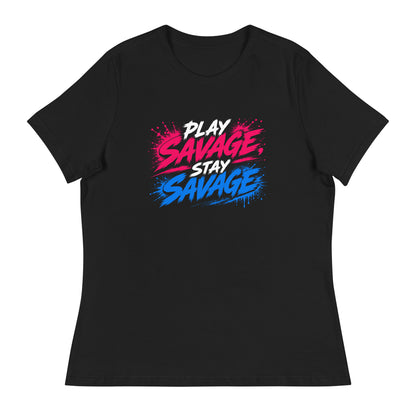 Performance | Women's Relaxed T Shirt | Savage Softball | Play Stay Logo
