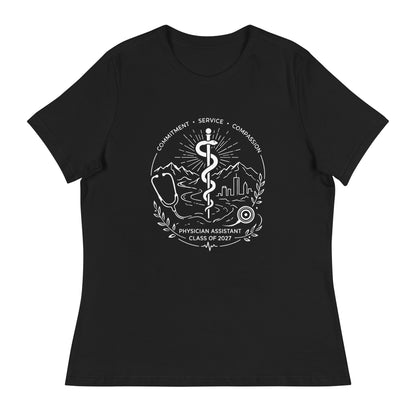 Performance | Women's Relaxed T Shirt | Trine PA program | Crest Logo
