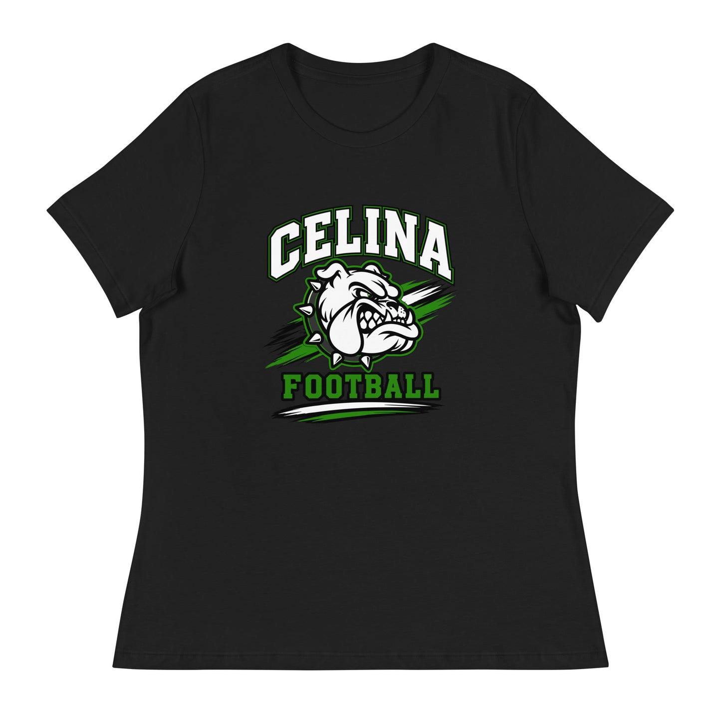 Performance | Women's Relaxed T Shirt | Celina Black Football | Emblem Logo
