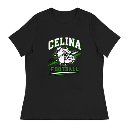 Performance | Women's Relaxed T Shirt | Celina Black Football | Emblem Logo
