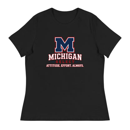 Performance | Women's Relaxed T Shirt | Michigan Select Baseball | Crest Logo