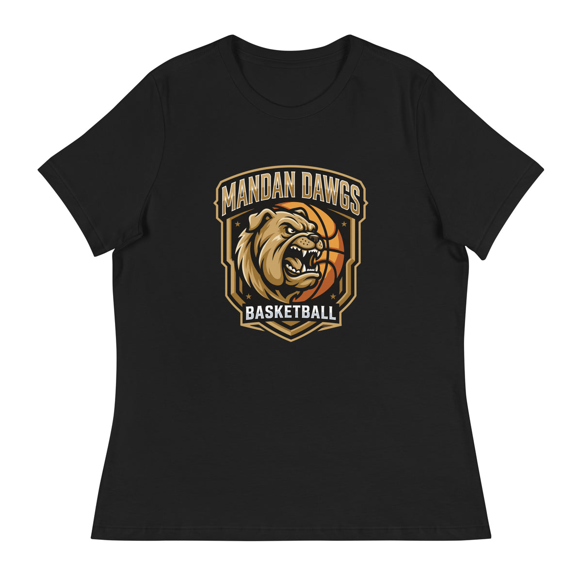 Performance | Women's Relaxed T Shirt | Mandan Dawgs Basketball | Shield Logo