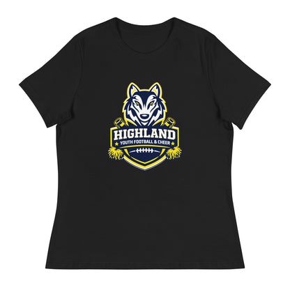 Performance | Women's Relaxed T Shirt | Highland youth football and cheer | Emblem Logo