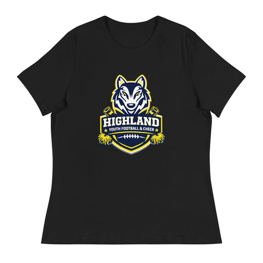 Performance | Women's Relaxed T Shirt | Highland youth football and cheer | Emblem Logo