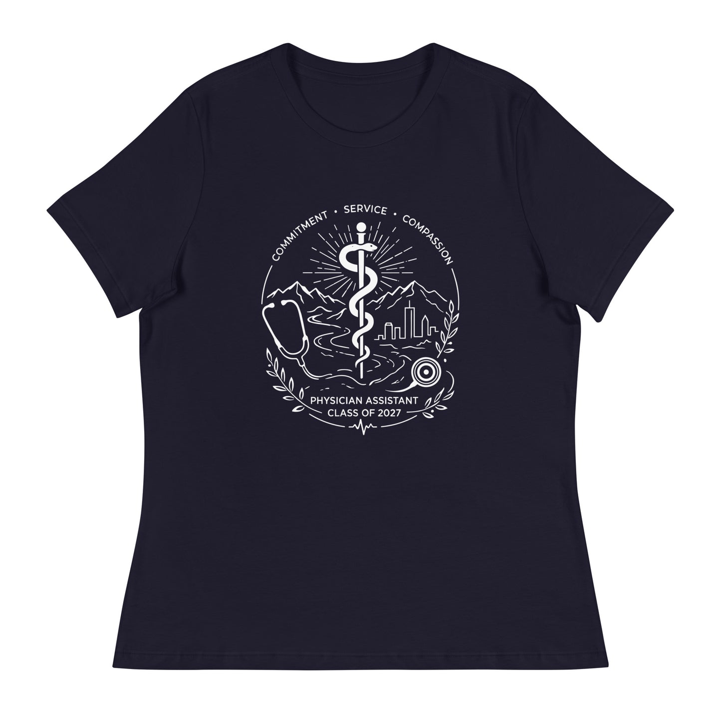 Performance | Women's Relaxed T Shirt | Trine PA program | Crest Logo
