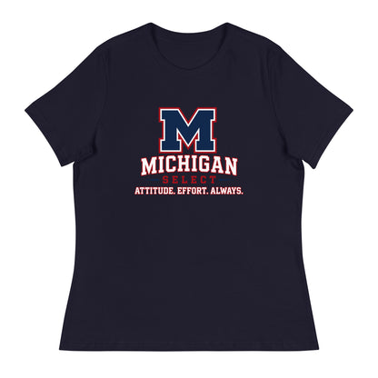 Performance | Women's Relaxed T Shirt | Michigan Select Baseball | Crest Logo