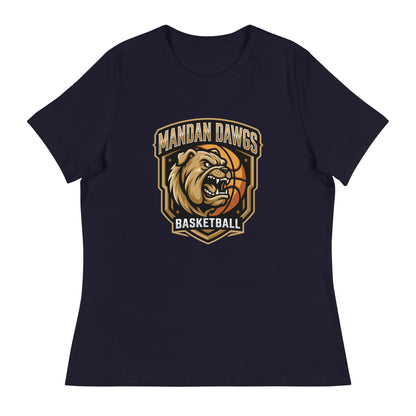 Performance | Women's Relaxed T Shirt | Mandan Dawgs Basketball | Shield Logo