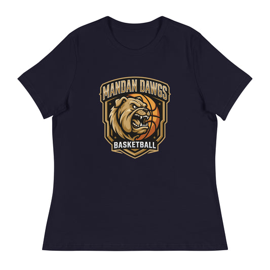 Performance | Women's Relaxed T Shirt | Mandan Dawgs Basketball | Shield Logo
