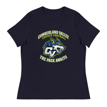 Performance | Women's Relaxed T Shirt | Cumberland Valley Coyotes Football | Emblem Logo