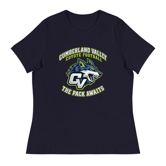 Performance | Women's Relaxed T Shirt | Cumberland Valley Coyotes Football | Emblem Logo