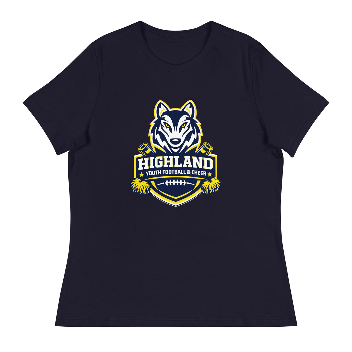 Performance | Women's Relaxed T Shirt | Highland youth football and cheer | Emblem Logo