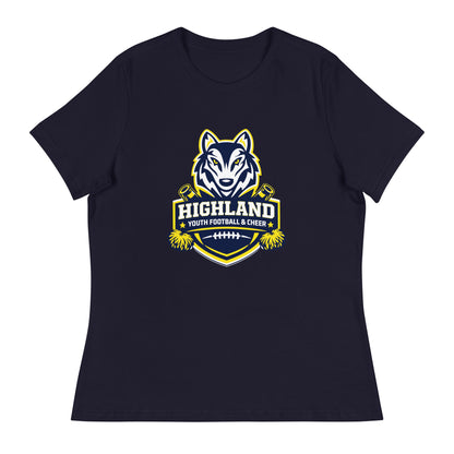 Performance | Women's Relaxed T Shirt | Highland youth football and cheer | Emblem Logo