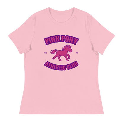 Performance | Women's Relaxed T Shirt | Pink Pony Athletic Club | Crest Logo