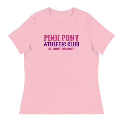 Performance | Women's Relaxed T Shirt | Pink Pony Athletic Club | Athletic Wordmark Logo