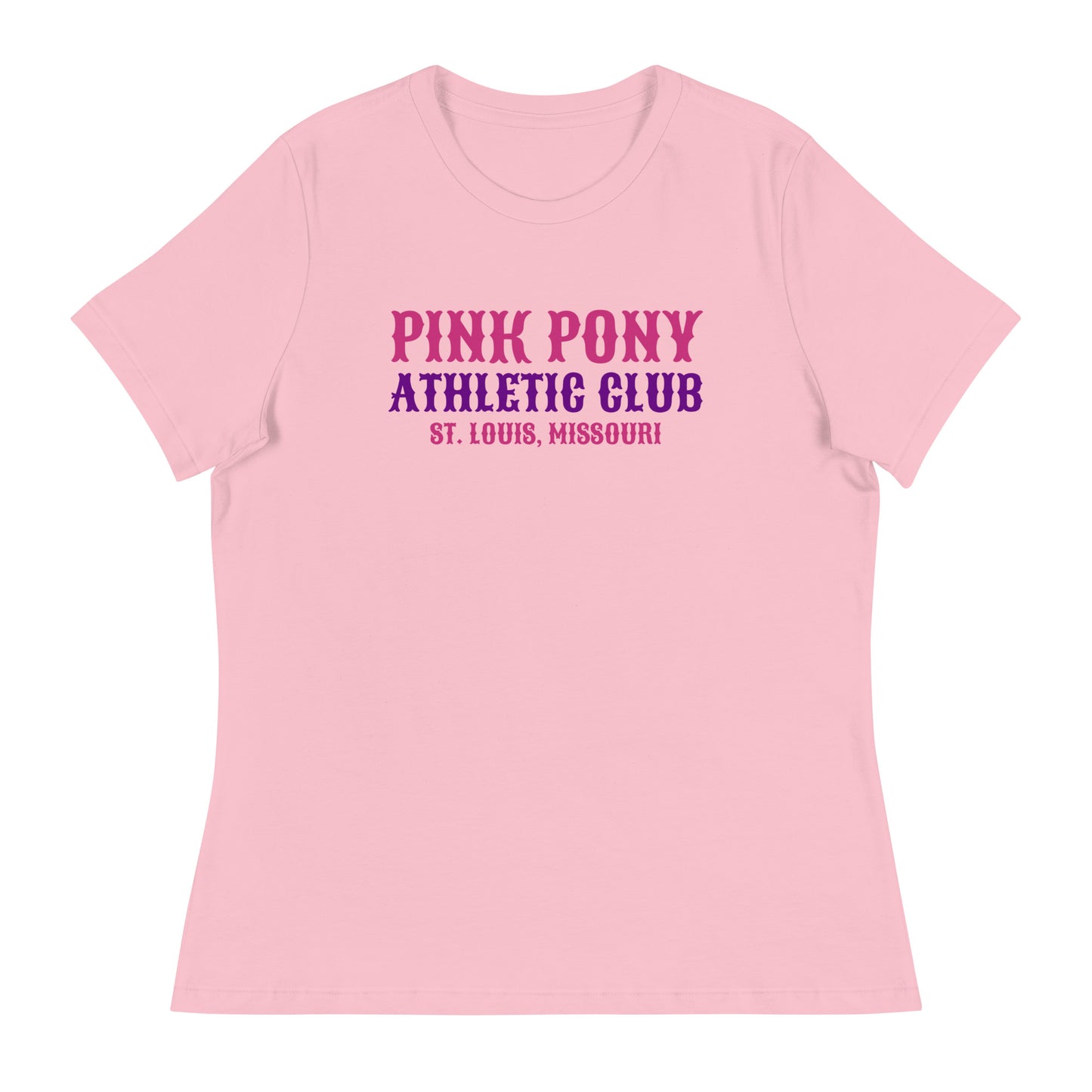 Performance | Women's Relaxed T Shirt | Pink Pony Athletic Club | Athletic Wordmark Logo