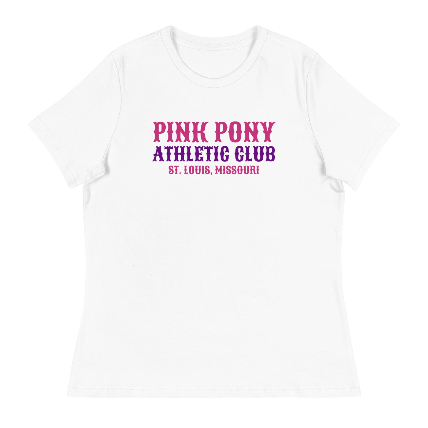 Performance | Women's Relaxed T Shirt | Pink Pony Athletic Club | Athletic Wordmark Logo