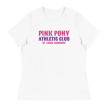 Performance | Women's Relaxed T Shirt | Pink Pony Athletic Club | Athletic Wordmark Logo