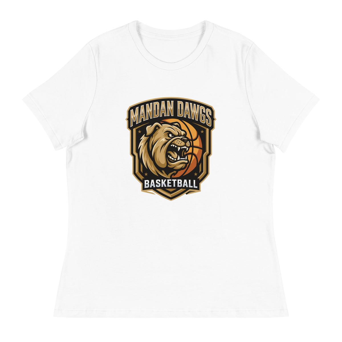 Performance | Women's Relaxed T Shirt | Mandan Dawgs Basketball | Shield Logo