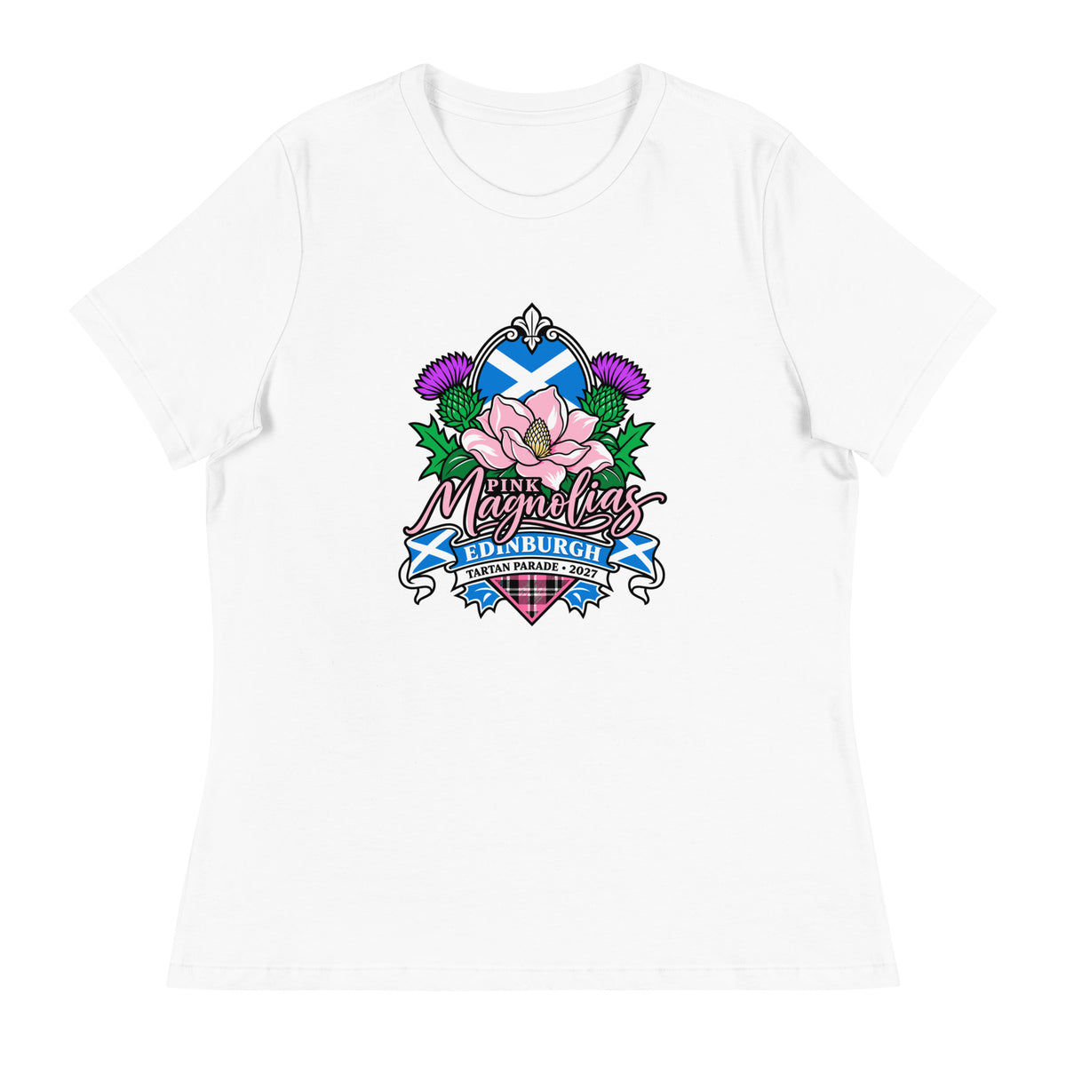 Performance | Women's Relaxed T Shirt | Pink Magnolias Dance | Valor Logo
