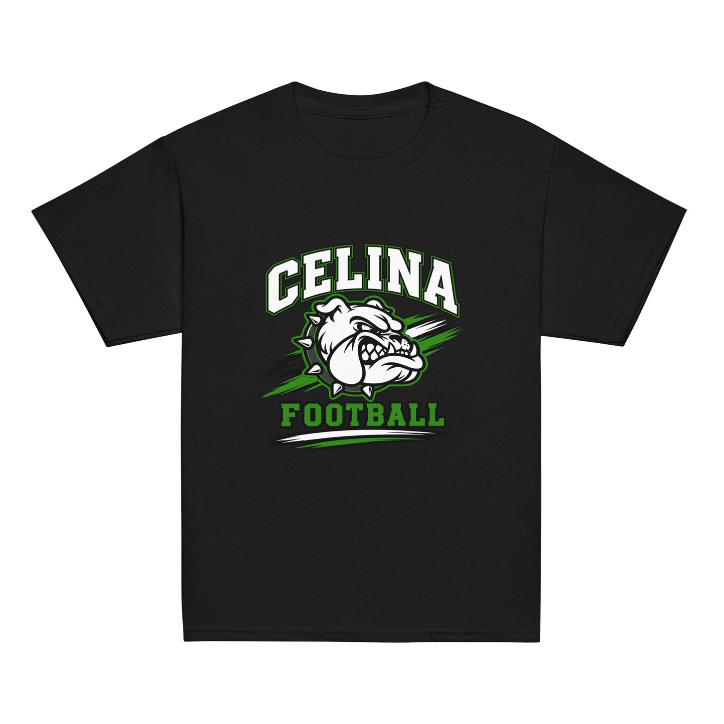 Classic | Youth T Shirt | Celina Black Football | Emblem Logo