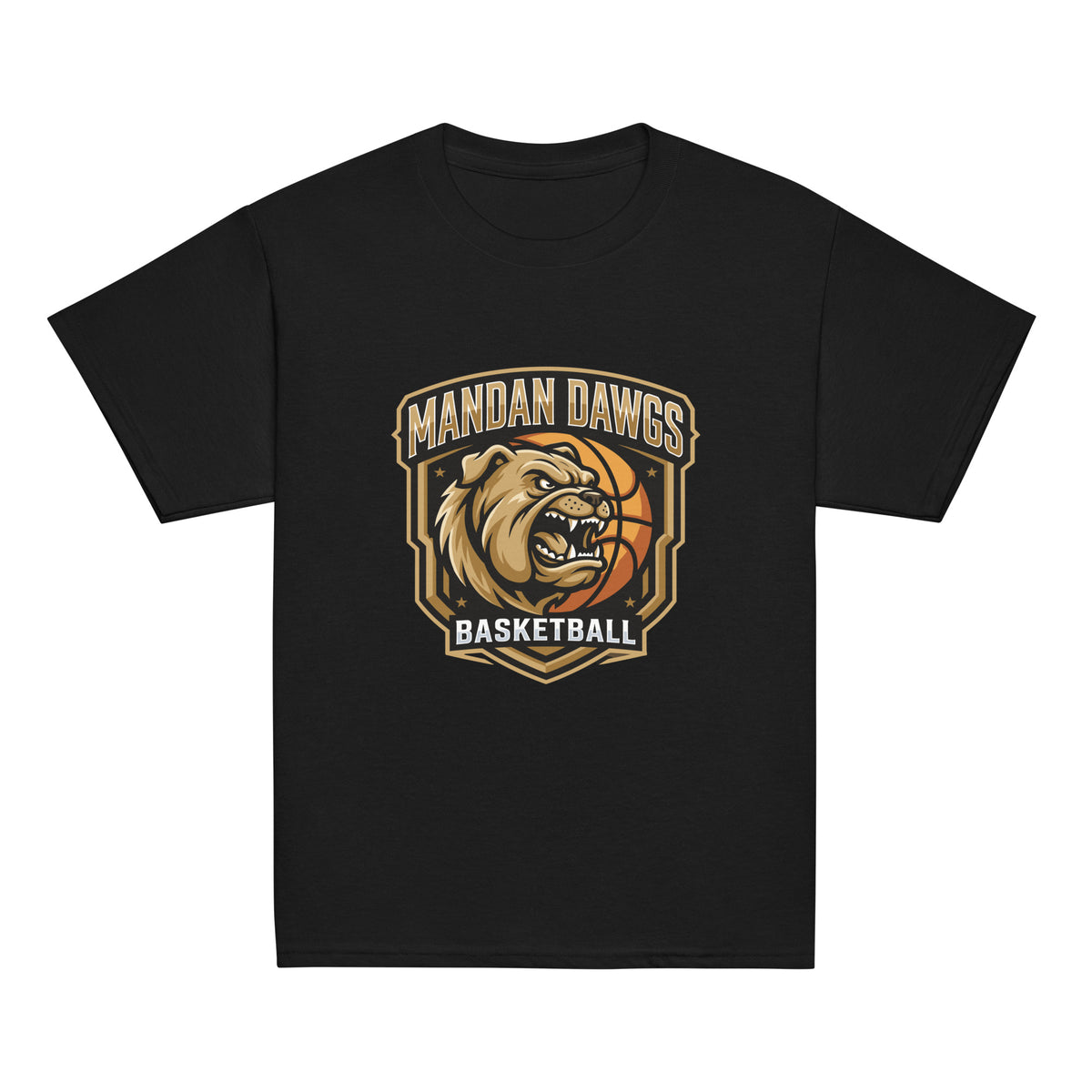 Classic | Youth T Shirt | Mandan Dawgs Basketball | Shield Logo