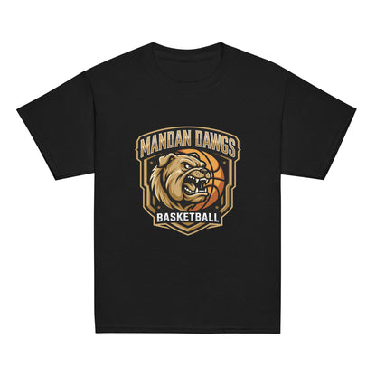 Classic | Youth T Shirt | Mandan Dawgs Basketball | Shield Logo