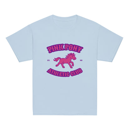 Classic | Youth T Shirt | Pink Pony Athletic Club | Crest Logo