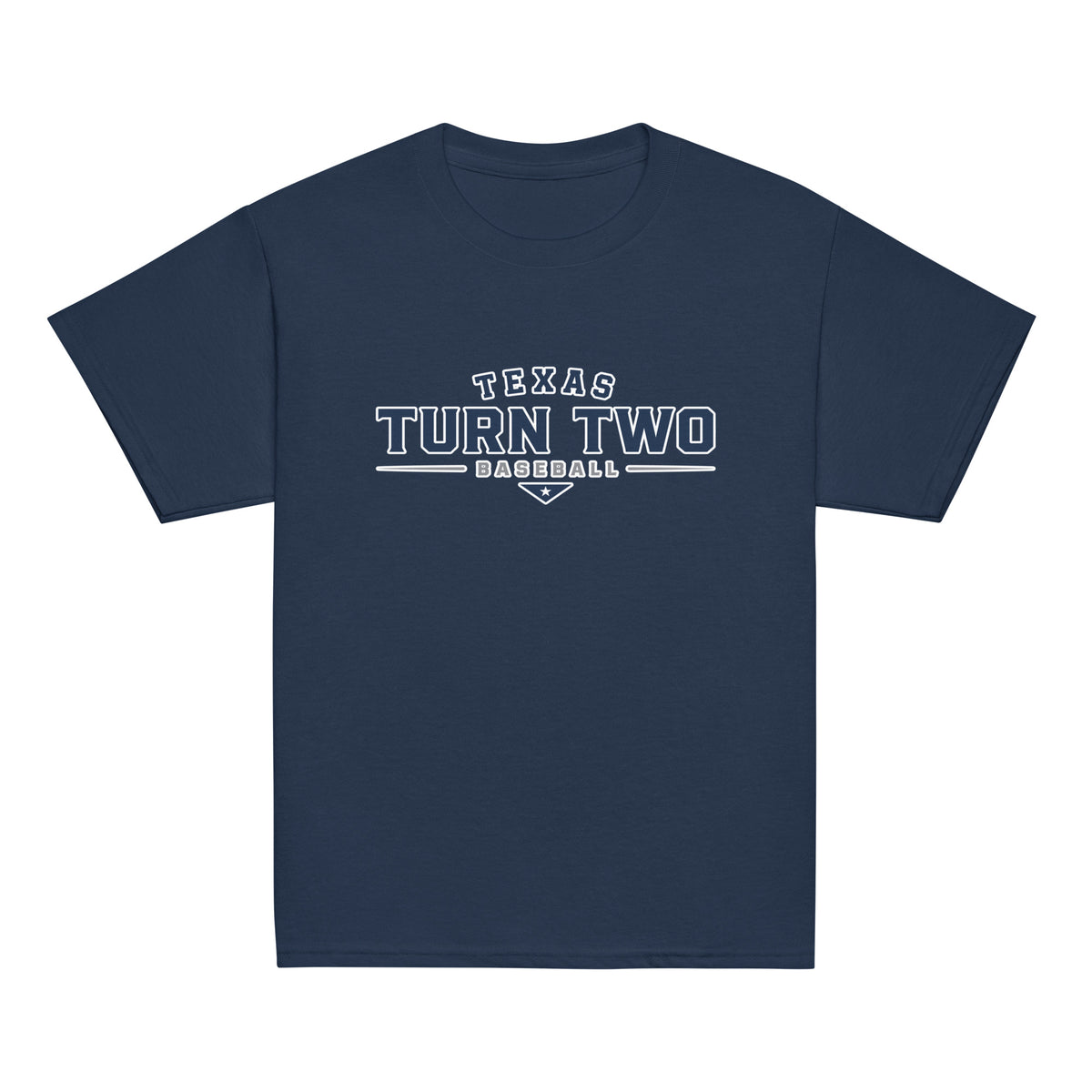 Classic | Youth T Shirt | Texas Turn Two Baseball | Modern Script Logo