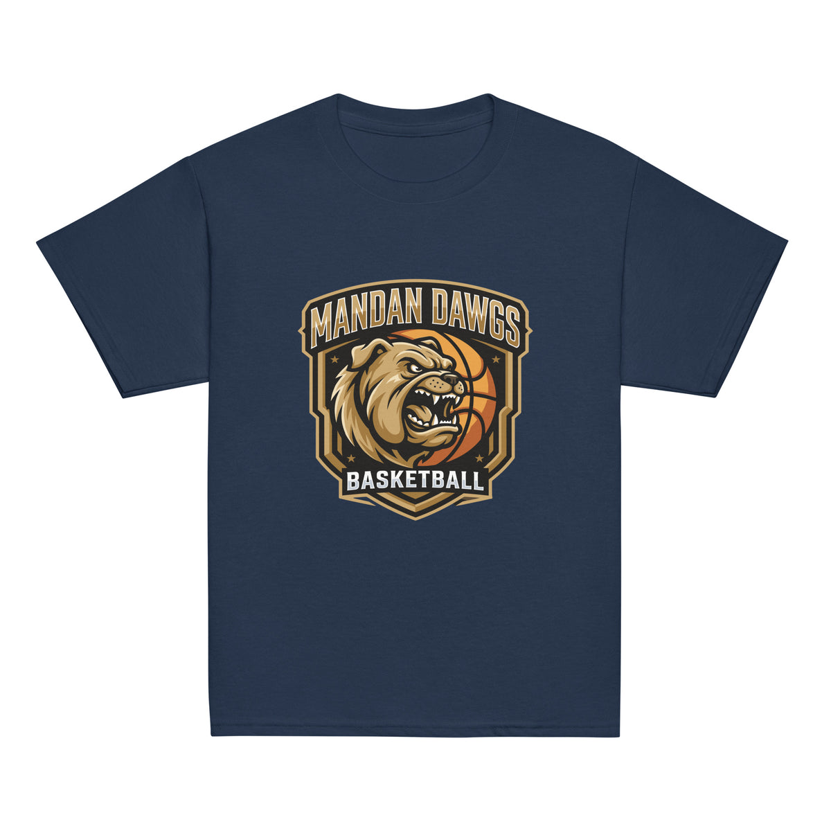 Classic | Youth T Shirt | Mandan Dawgs Basketball | Shield Logo