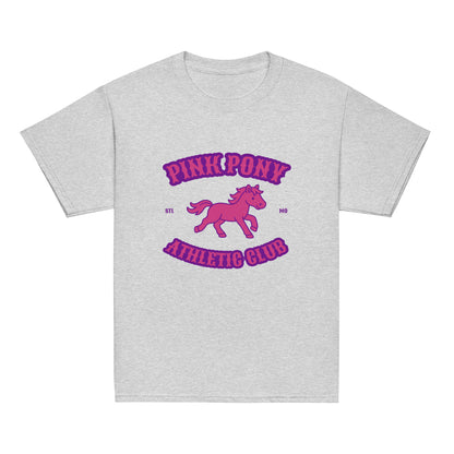 Classic | Youth T Shirt | Pink Pony Athletic Club | Crest Logo