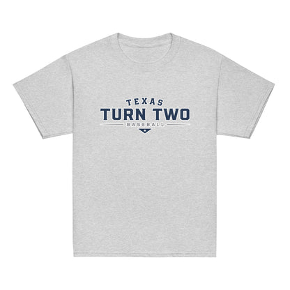 Classic | Youth T Shirt | Texas Turn Two Baseball | Modern Script Logo