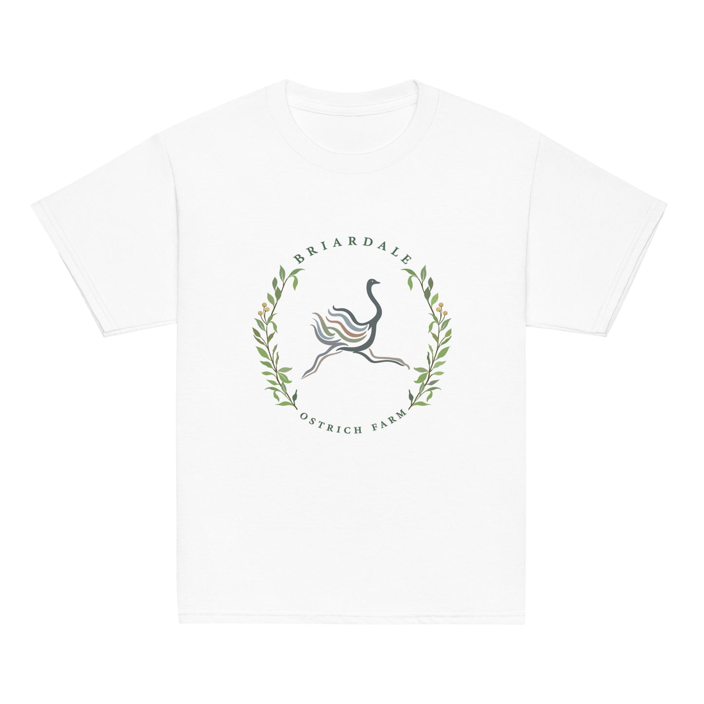 Classic | Youth T Shirt | Briardale Ostrich Farm | Crest Logo