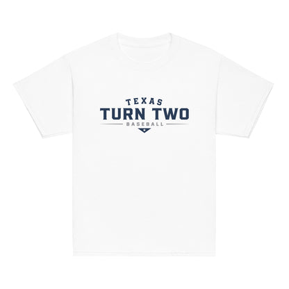 Classic | Youth T Shirt | Texas Turn Two Baseball | Modern Script Logo