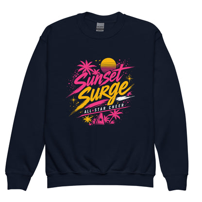 Classic | Youth Sweatshirt | Sunset Surge All-Star Cheerleading | Neon Palm Cheer Logo