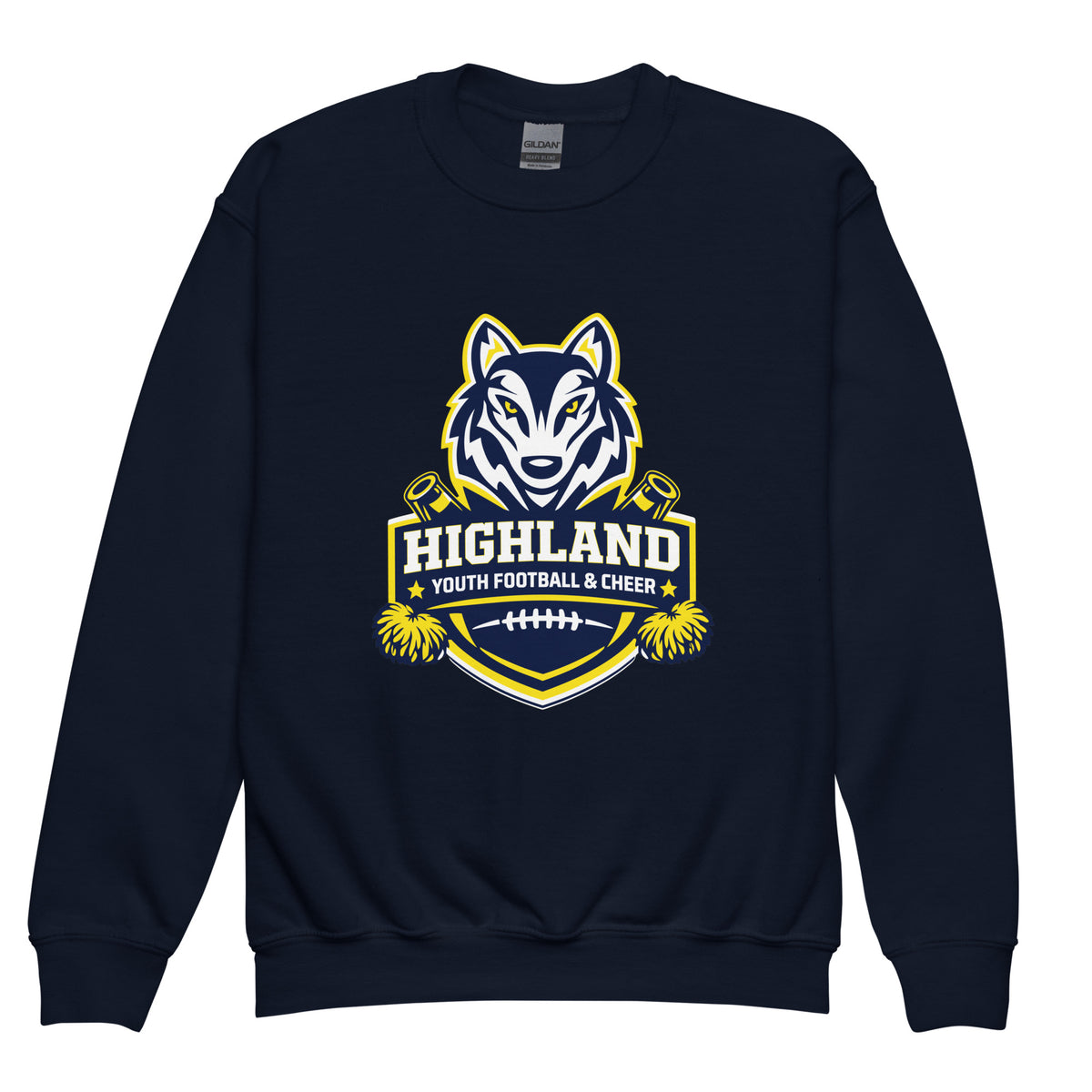 Classic | Youth Sweatshirt | Highland youth football and cheer | Emblem Logo