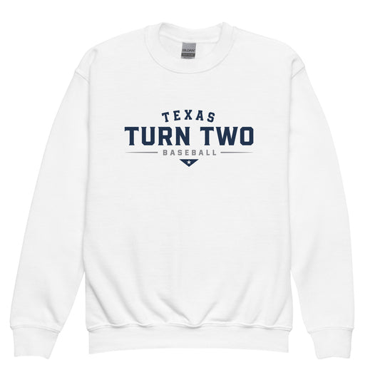 Classic | Youth Sweatshirt | Texas Turn Two Baseball | Modern Script Logo