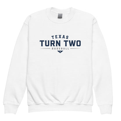 Classic | Youth Sweatshirt | Texas Turn Two Baseball | Modern Script Logo