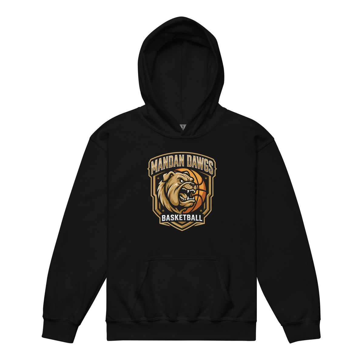 Classic | Youth Hoodie | Mandan Dawgs Basketball | Shield Logo