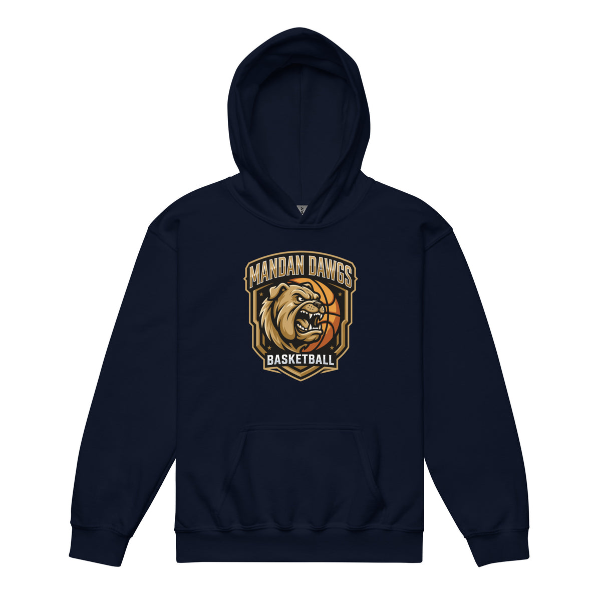 Classic | Youth Hoodie | Mandan Dawgs Basketball | Shield Logo