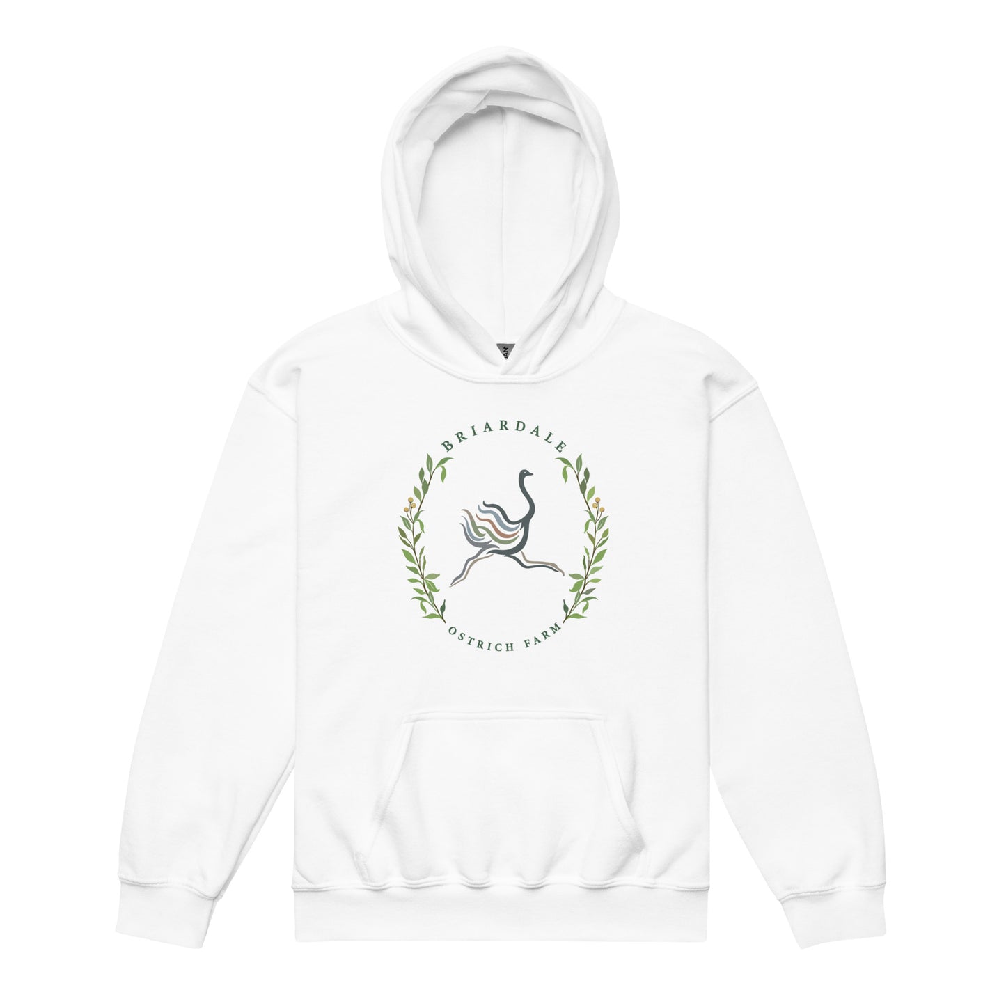Classic | Youth Hoodie | Briardale Ostrich Farm | Crest Logo