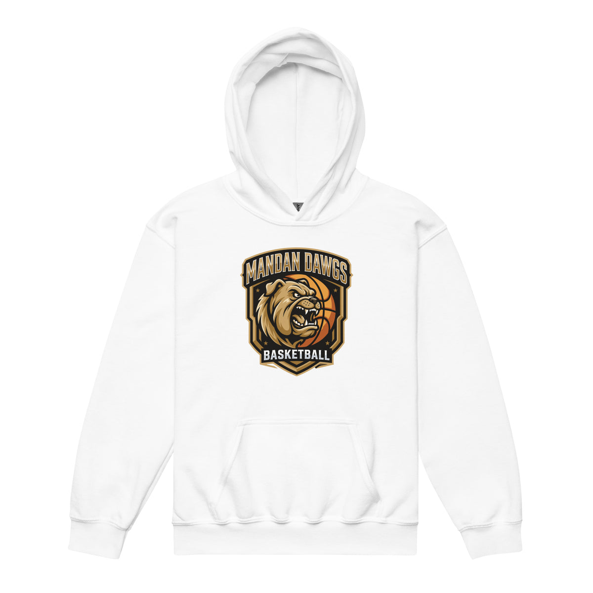 Classic | Youth Hoodie | Mandan Dawgs Basketball | Shield Logo