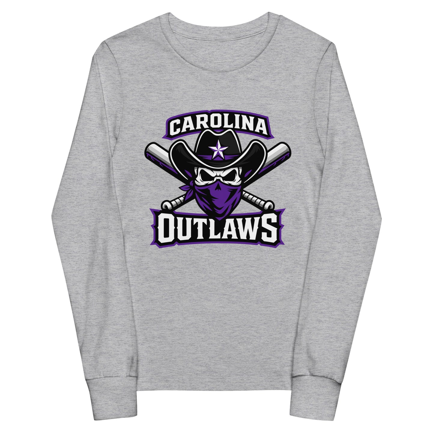 Performance | Youth Long Sleeve T-Shirt | Carolina Outlaws Baseball | Crest Logo