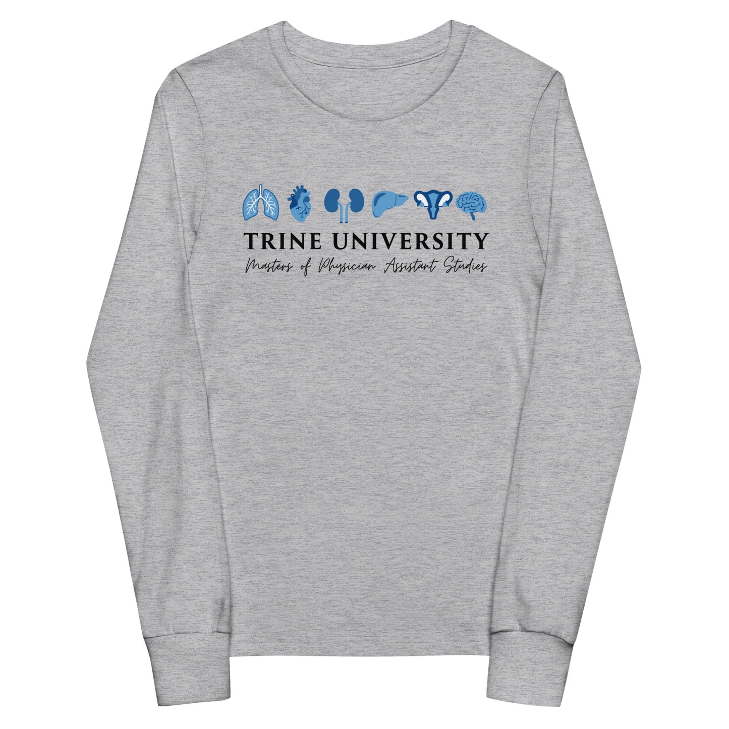 Performance | Youth Long Sleeve T-Shirt | Trine PA program | Modern Script Logo